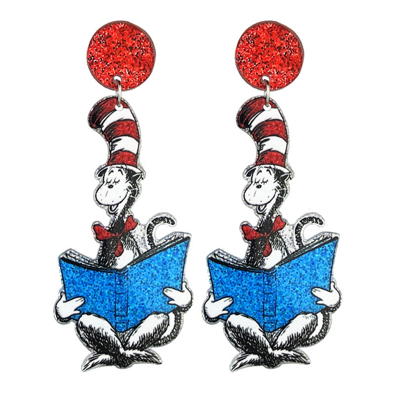 Wholesale teacher reading atmosphere earrings shiny bright cute  acrylic earrings